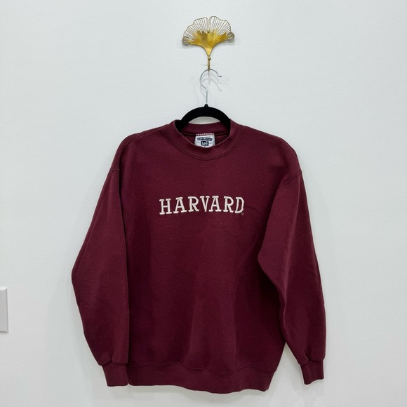 Vintage Lee Harvard University Maroon Red embroidered crewneck sweatshirt Unisex - Picture 1 of 8